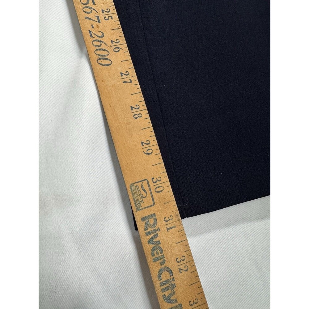 Akris Pants Womens 10 Navy Blue Side Zip Trousers Wool Wide Leg Dress Pants - Picture 6 of 14